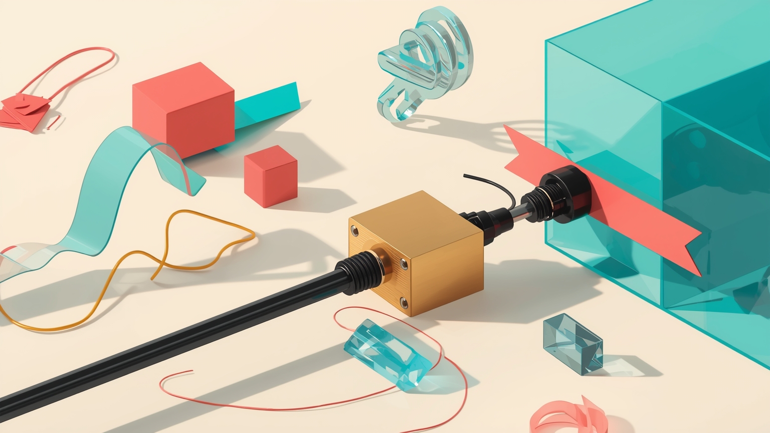 A heavy brass padlock snapped shut around a thick electrical cable, with the severed plug lying on the floor beside a glowing server rack.